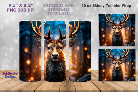 Cute Christmas Deer Tumbler Wrap | 20 oz Skinny Tumbler Wrap Sublimation Christmas Design Sublimation Sublimatiz Designs 