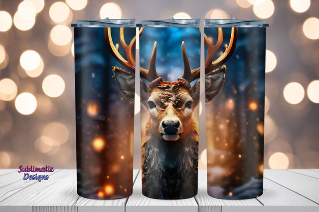 Cute Christmas Deer Tumbler Wrap | 20 oz Skinny Tumbler Wrap Sublimation Christmas Design Sublimation Sublimatiz Designs 