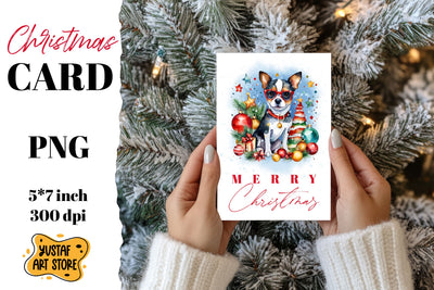 Cute Christmas dog card printable Sublimation Yustaf Art Store 