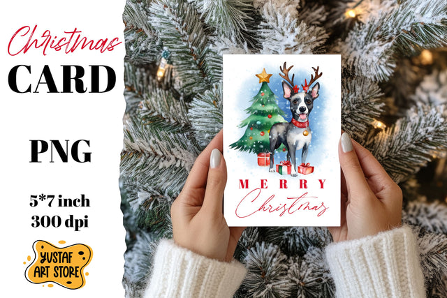 Cute Christmas dog card printable Sublimation Yustaf Art Store 