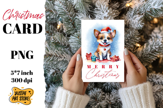 Cute Christmas dog card printable Sublimation Yustaf Art Store 