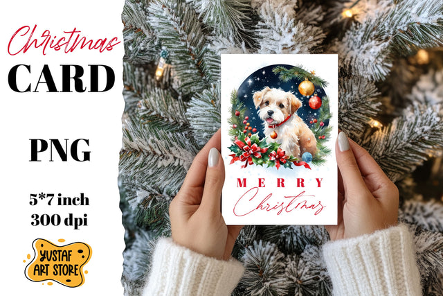 Cute Christmas dog card printable Sublimation Yustaf Art Store 