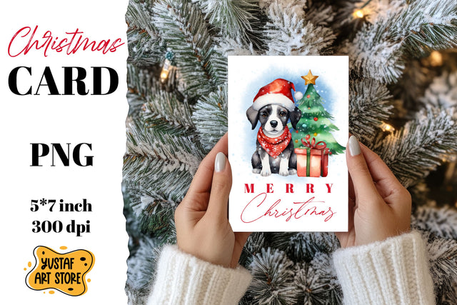 Cute Christmas dog card printable Sublimation Yustaf Art Store 