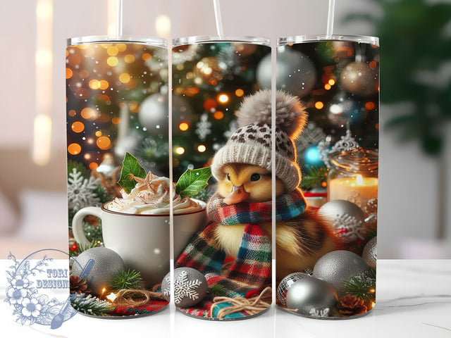 Cute Christmas Duckling Tumbler, Festive Duck Wrap, Holiday Bird Sublimation, Cute Christmas Cup, 20Oz Skinny Tumbler Wrap, Adorable Duck Mug, Whimsical Holiday Design Sublimation ToriDesigns 