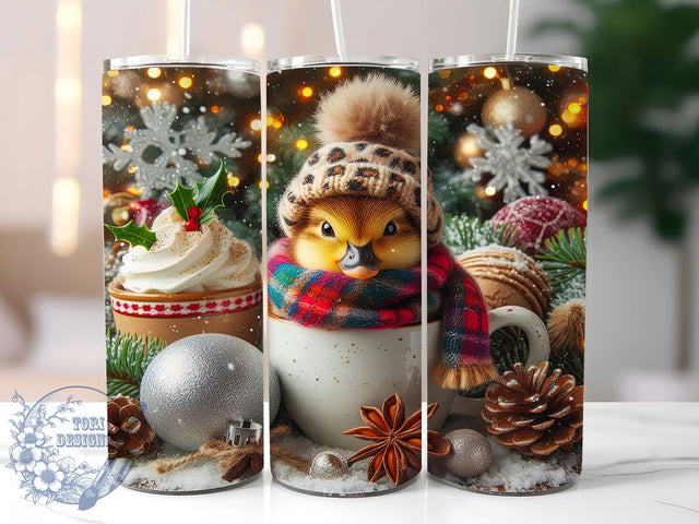 Cute Christmas Duckling Tumbler, Festive Duck Wrap, Holiday Bird Sublimation, Cute Christmas Cup, 20Oz Skinny Tumbler Wrap, Adorable Duck Mug, Whimsical Holiday Design Sublimation ToriDesigns 