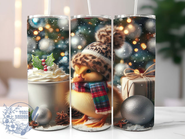 Cute Christmas Duckling Tumbler, Festive Duck Wrap, Holiday Bird Sublimation, Cute Christmas Cup, 20Oz Skinny Tumbler Wrap, Adorable Duck Mug, Whimsical Holiday Design Sublimation ToriDesigns 