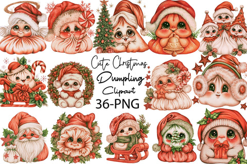 Cute Christmas Dumpling Clipart Sublimation SVGArt 