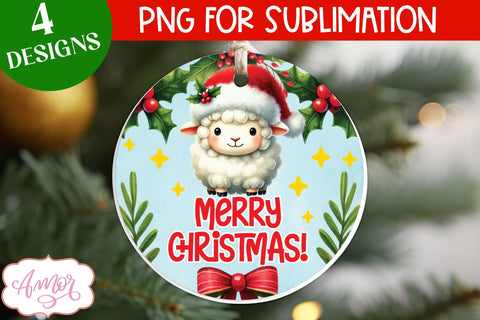 Cute Christmas farm animals ornament PNG sublimation Sublimation Amorclipart 