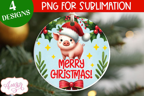 Cute Christmas farm animals ornament PNG sublimation Sublimation Amorclipart 