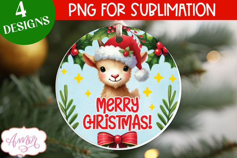 Cute Christmas farm animals ornament PNG sublimation Sublimation Amorclipart 