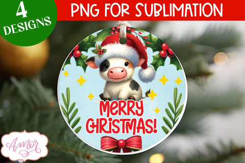 Cute Christmas farm animals ornament PNG sublimation Sublimation Amorclipart 