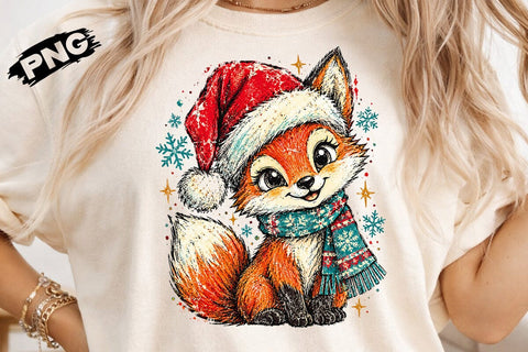 Cute Christmas Fox Santa Hat PNG Design SVG DesignDestine 