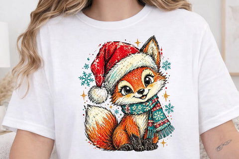 Cute Christmas Fox Santa Hat PNG Design SVG DesignDestine 