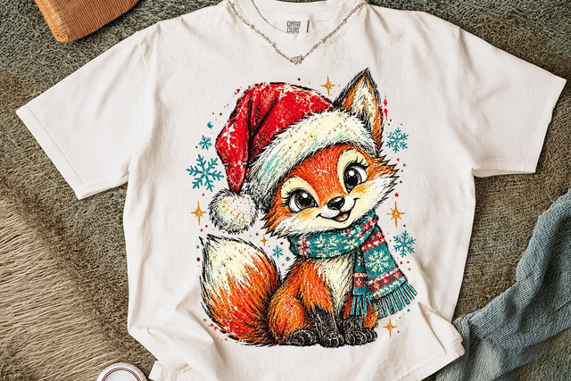 Cute Christmas Fox Santa Hat PNG Design SVG DesignDestine 