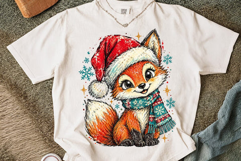 Cute Christmas Fox Santa Hat PNG Design SVG DesignDestine 