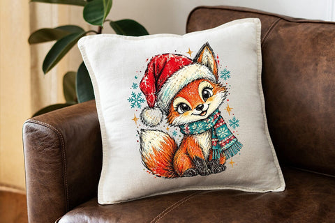 Cute Christmas Fox Santa Hat PNG Design SVG DesignDestine 