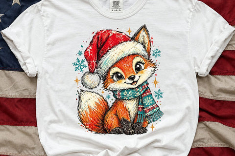 Cute Christmas Fox Santa Hat PNG Design SVG DesignDestine 