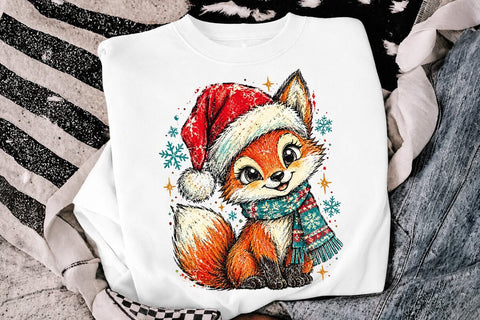 Cute Christmas Fox Santa Hat PNG Design SVG DesignDestine 