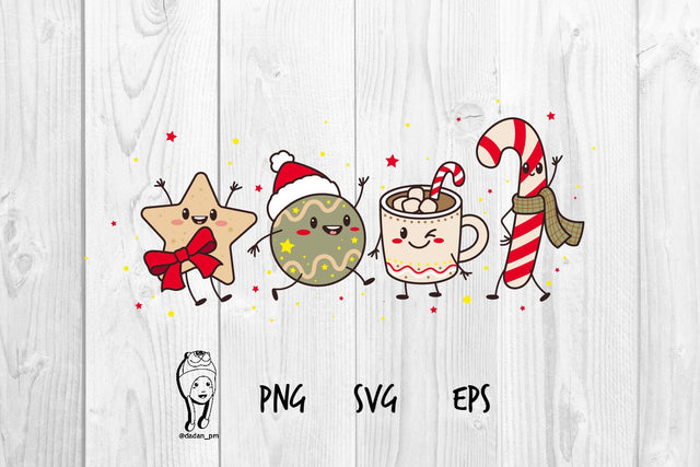 Cute Christmas Friends / Sweets & Ornaments SVG dadan_pm 
