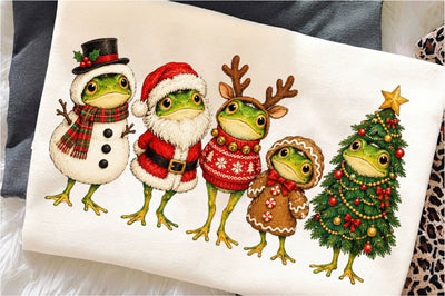 Cute Christmas Frogs Costumes PNG Sublimation SVGista 