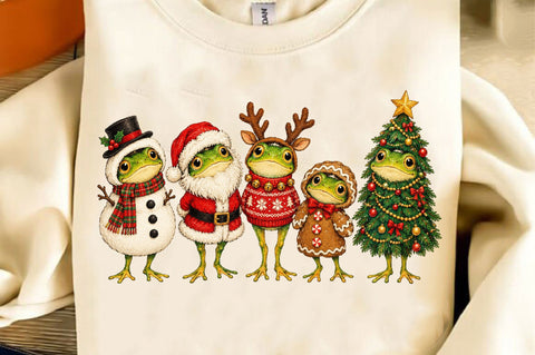 Cute Christmas Frogs Costumes PNG Sublimation SVGista 