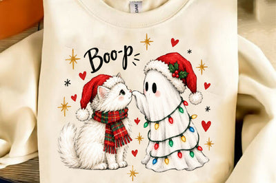 Cute Christmas Ghost Cat Boop PNG Sublimation SVGista 