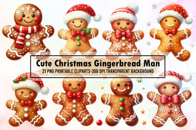Cute Christmas Gingerbread Man Clipart Sublimation designartist 