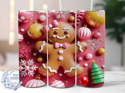 Cute Christmas Gingerbread Tumbler, Holiday Cookie Wrap, Festive Gingerbread Sublimation Design, Cute Christmas Cup, 20Oz Skinny Tumbler Wrap, Sweet Holiday Mug, Gingerbread Man Design Sublimation ToriDesigns 