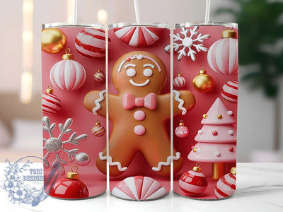 Cute Christmas Gingerbread Tumbler, Holiday Cookie Wrap, Festive Gingerbread Sublimation Design, Cute Christmas Cup, 20Oz Skinny Tumbler Wrap, Sweet Holiday Mug, Gingerbread Man Design Sublimation ToriDesigns 