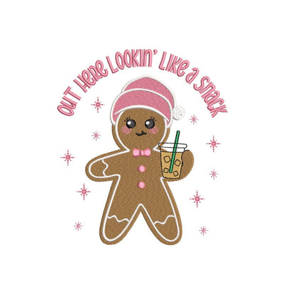 Cute Christmas Gingerbread with Iced Coffee Embroidery File, Looking Like A Snack Embroidery Design, 3 sizes, Instant Download Embroidery/Applique DESIGNS Nino Nadaraia 