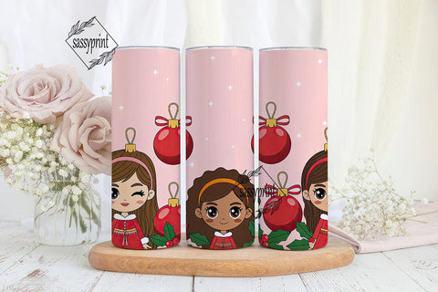 Cute Christmas Girls 20oz Tumbler Wrap Sublimation sassyprint 