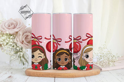 Cute Christmas Girls 20oz Tumbler Wrap Sublimation sassyprint 
