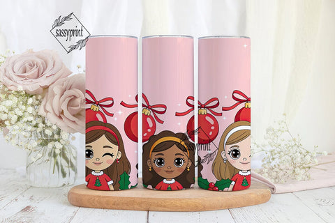 Cute Christmas Girls 20oz Tumbler Wrap Sublimation sassyprint 