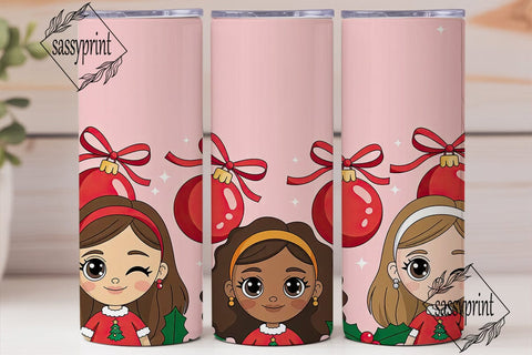 Cute Christmas Girls 20oz Tumbler Wrap Sublimation sassyprint 