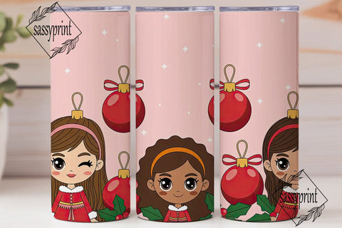 Cute Christmas Girls 20oz Tumbler Wrap Sublimation sassyprint 