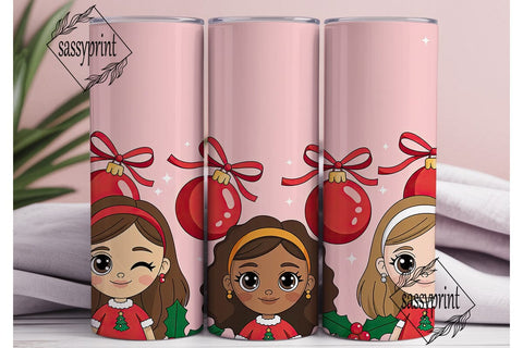 Cute Christmas Girls 20oz Tumbler Wrap Sublimation sassyprint 