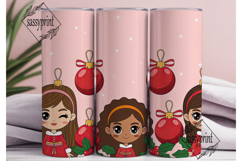 Cute Christmas Girls 20oz Tumbler Wrap Sublimation sassyprint 
