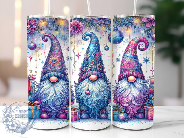 Cute Christmas Gnomes 20oz Skinny Tumbler PNG, Gnomes Tumbler Sublimation Wrap, Straight & Tapered Tumbler Wrap, Instant Digital Download Sublimation ToriDesigns 