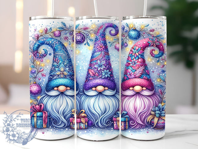 Cute Christmas Gnomes 20oz Skinny Tumbler PNG, Gnomes Tumbler Sublimation Wrap, Straight & Tapered Tumbler Wrap, Instant Digital Download Sublimation ToriDesigns 
