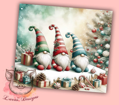 Cute Christmas Gnomes 20oz Tumbler Png, Straight & Tapered Tumbler Png, Gnome Tumbler Png, Digital Download PNG Sublimation Lara' s Designs 