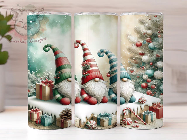 Cute Christmas Gnomes 20oz Tumbler Png, Straight & Tapered Tumbler Png, Gnome Tumbler Png, Digital Download PNG Sublimation Lara' s Designs 