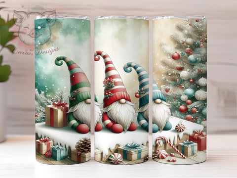 Cute Christmas Gnomes 20oz Tumbler Png, Straight & Tapered Tumbler Png, Gnome Tumbler Png, Digital Download PNG Sublimation Lara' s Designs 