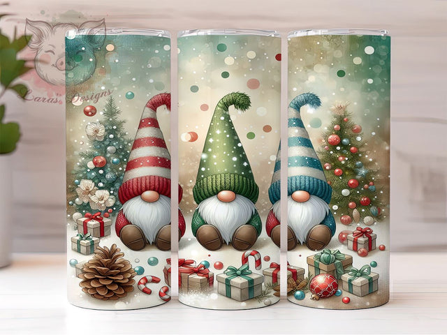 Cute Christmas Gnomes 20oz Tumbler Png, Straight & Tapered Tumbler Png, Gnome Tumbler Png, Digital Download PNG Sublimation Lara' s Designs 