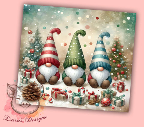 Cute Christmas Gnomes 20oz Tumbler Png, Straight & Tapered Tumbler Png, Gnome Tumbler Png, Digital Download PNG Sublimation Lara' s Designs 