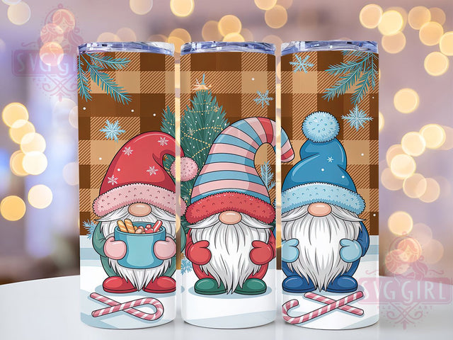 Cute Christmas Gnomes Tumbler, Christmas Wrap, Holiday Design, Festive Tumbler, Winter Pattern, 20oz Tumbler, Sublimation Print Sublimation SvggirlplusArt 
