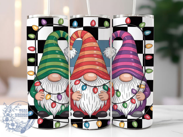 Cute Christmas Gnomes Tumbler, Cute Holiday Wrap, Festive Gnome Design, Sublimation Cup, 20oz Skinny Tumbler, Winter Drinkware, Cozy Christmas Style Sublimation ToriDesigns 