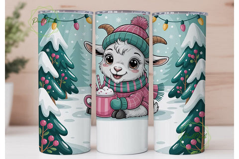 Cute Christmas Goat 20oz Tumbler Design Sublimation PixelChick 
