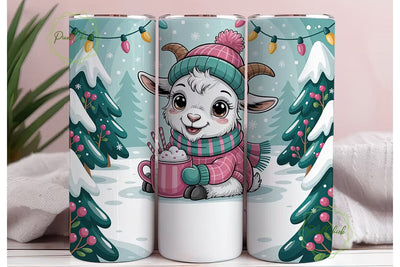 Cute Christmas Goat 20oz Tumbler Design Sublimation PixelChick 