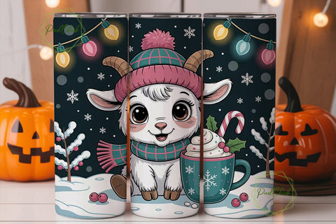 Cute Christmas Goat 20oz Tumbler Design Sublimation PixelChick 
