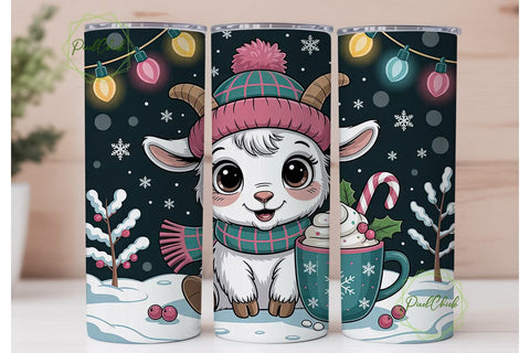 Cute Christmas Goat 20oz Tumbler Design Sublimation PixelChick 